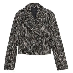 THEORY Double Breast Sargent Black Multi clipped Tweed Jacket Women’s 12 new